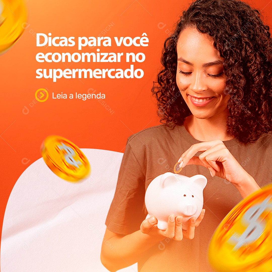 Dicas Para economizar no Supermercado Social Media PSD Editável