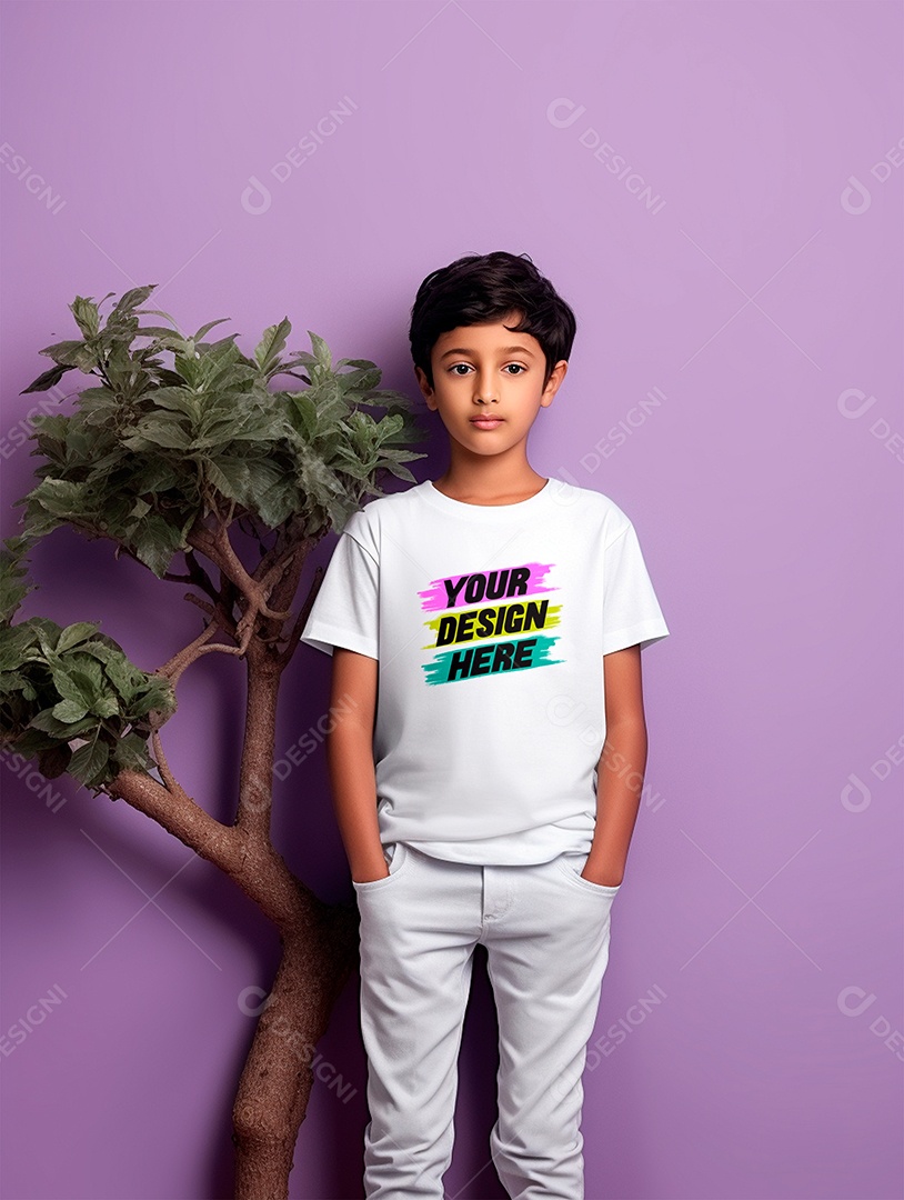 Mockup de Camiseta Branca Infantil PSD Editável