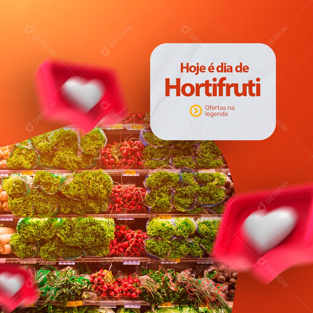Hoje é Dia de Hortifurti Supermercado Social Media PSD Editável