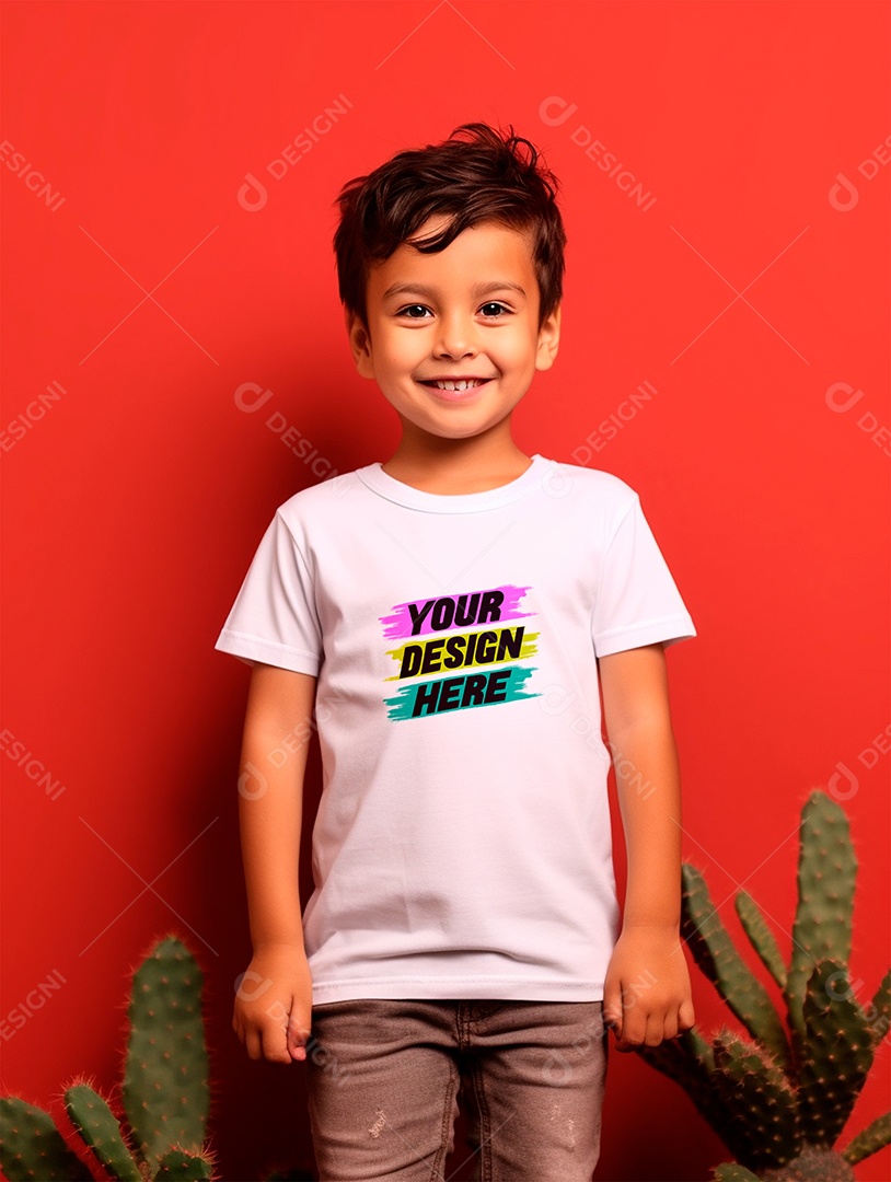 Mockup de Camiseta Branca Infantil PSD Editável