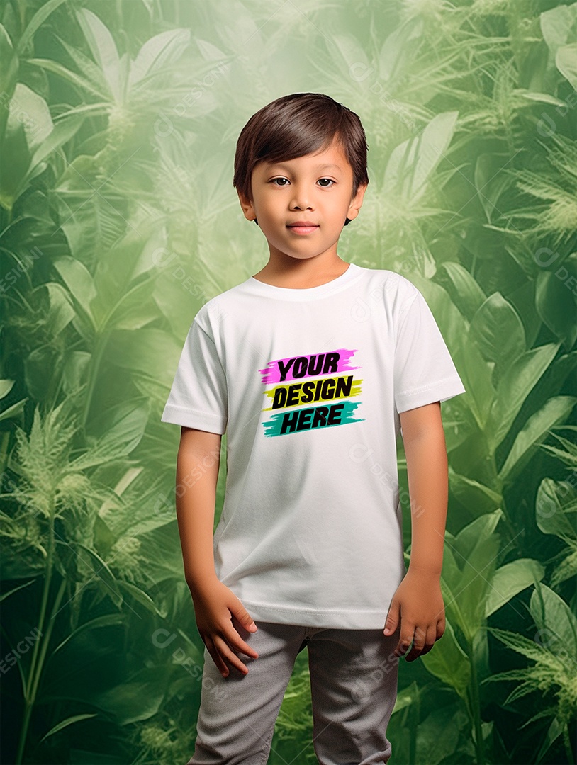 Mockup de Camiseta Branca Infantil PSD Editável