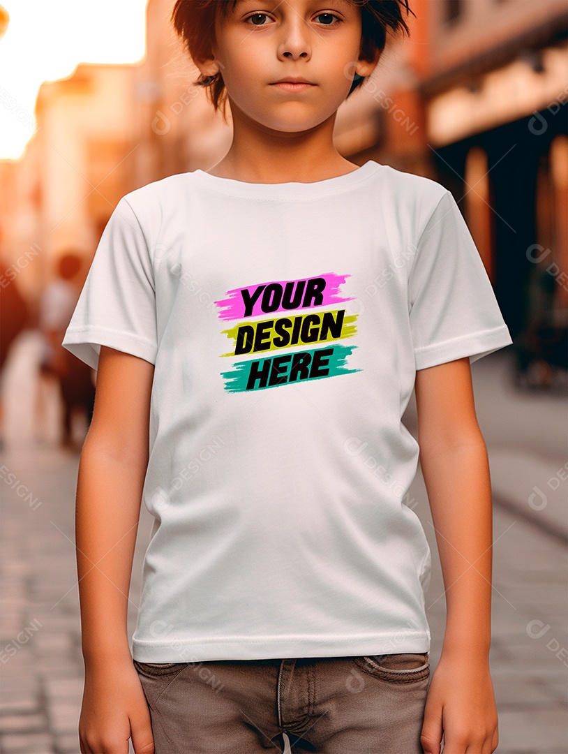 Mockup de Camiseta Branca Infantil PSD Editável