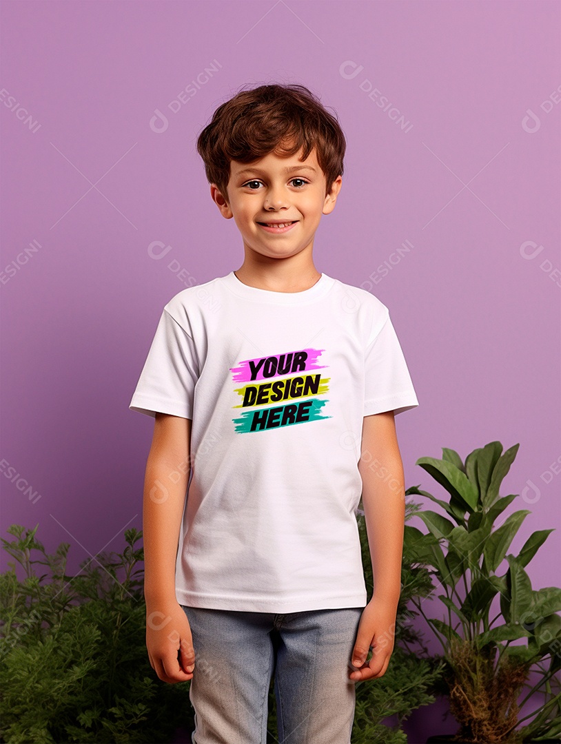 Mockup de Camiseta Branca Infantil PSD Editável