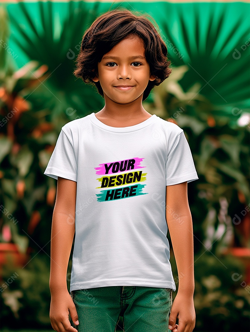 Mockup de Camiseta Branca Infantil PSD Editável