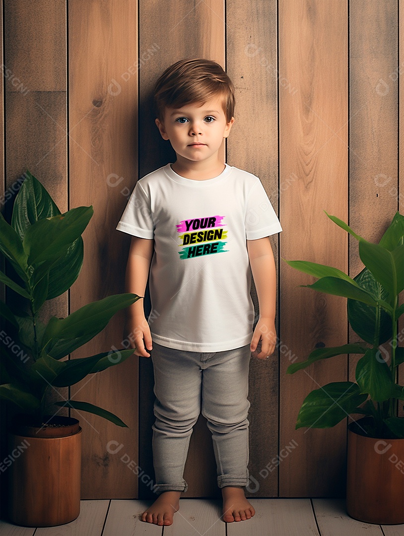 Mockup de Camiseta Branca Infantil PSD Editável