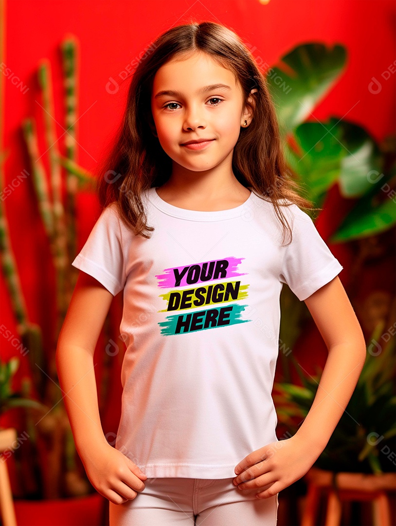 Mockup de Camiseta Branca Infantil PSD Editável