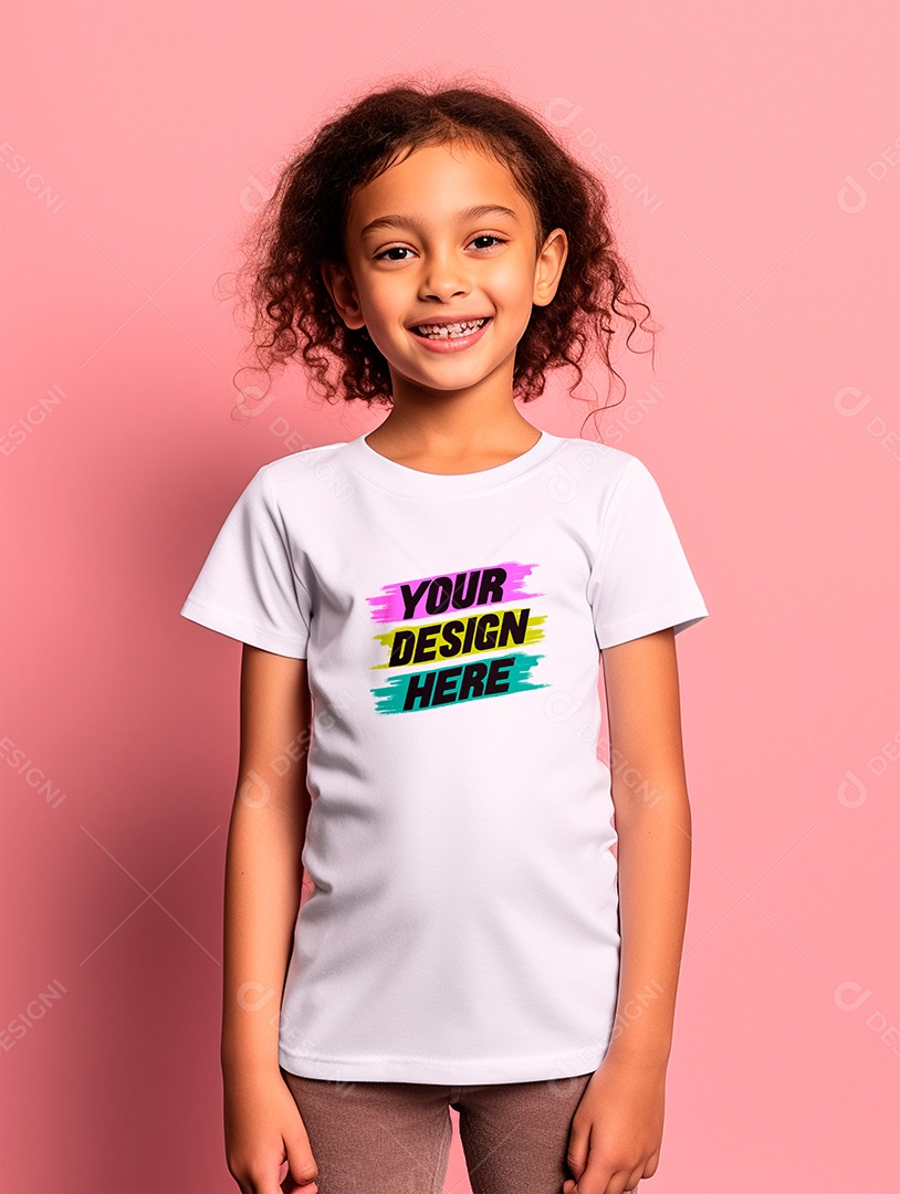 Mockup de Camiseta Infantil Branca PSD Editável