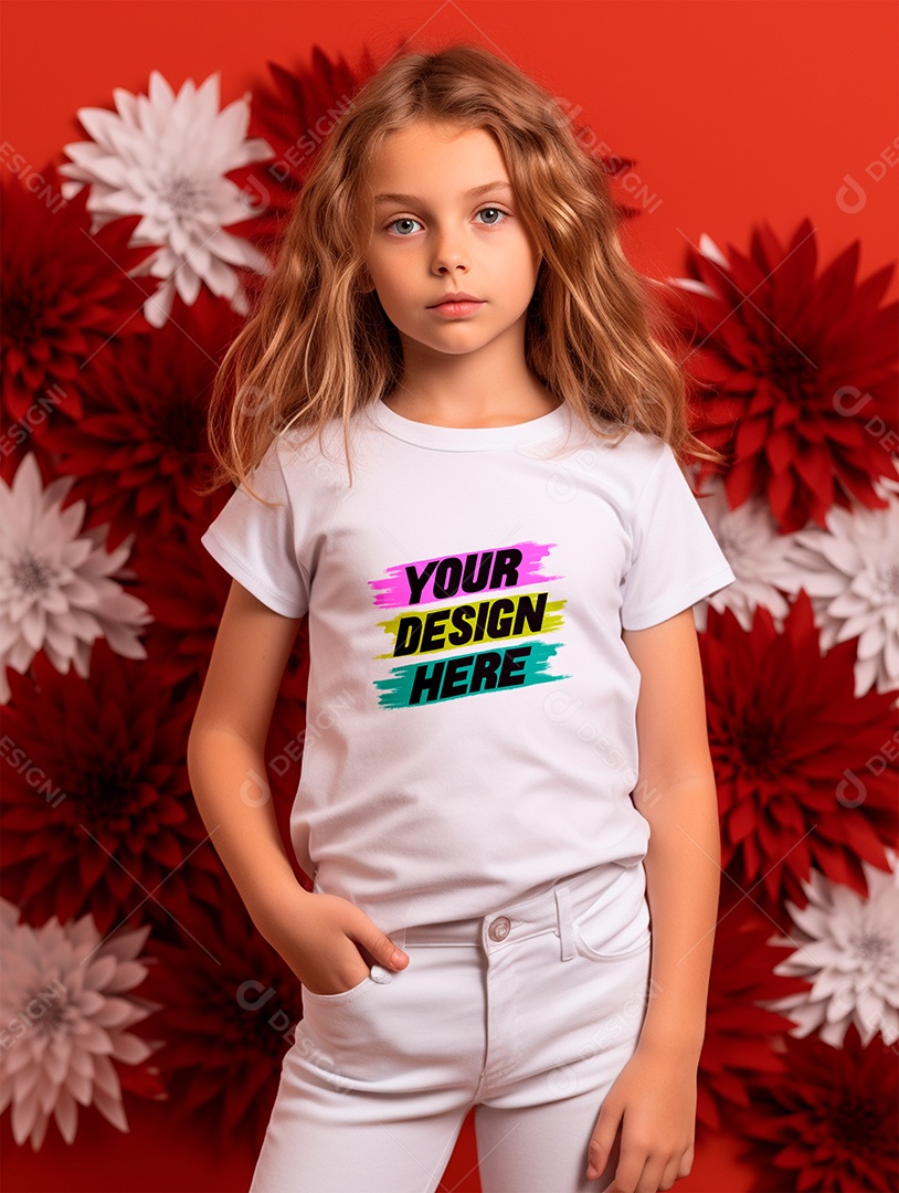 Mockup de Camiseta Infantil Branca PSD Editável