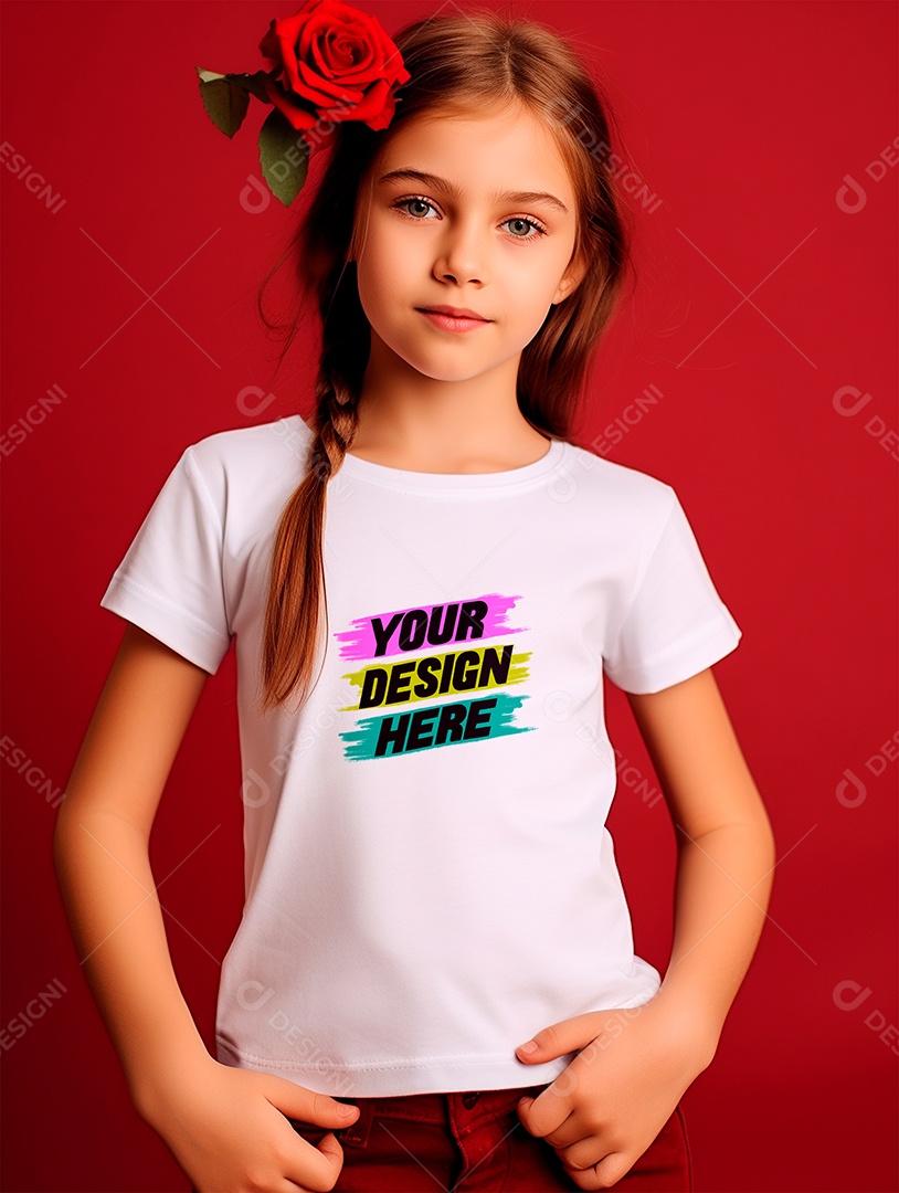 Mockup de Camiseta Infantil Branca PSD Editável