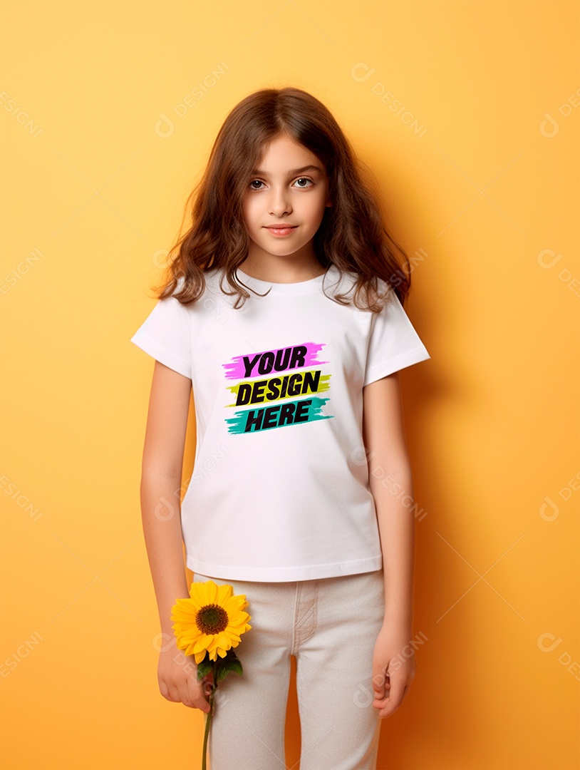 Mockup de Camiseta Infantil Branca PSD Editável