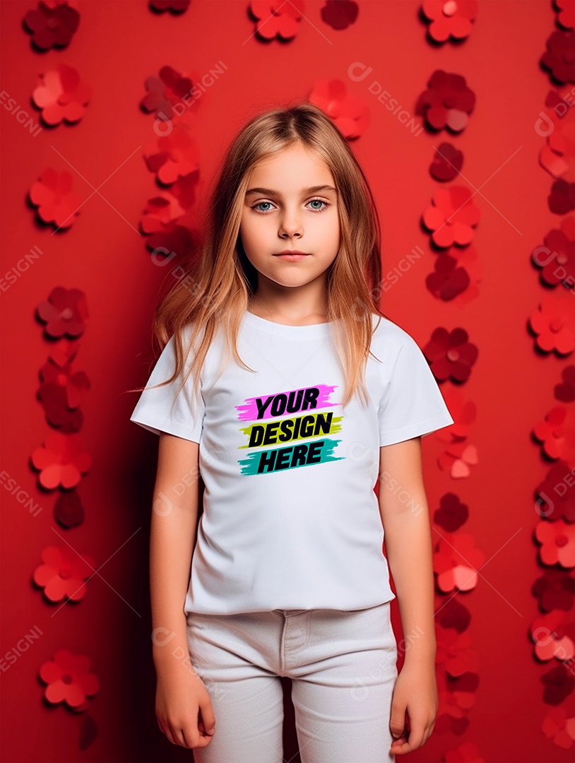 Mockup de Camiseta Infantil Branca PSD Editável