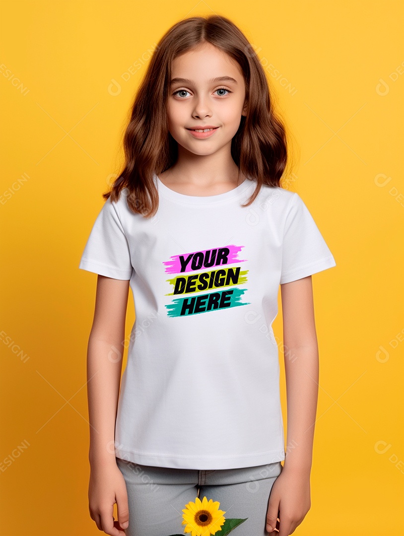 Mockup de Camiseta Infantil Branca PSD Editável