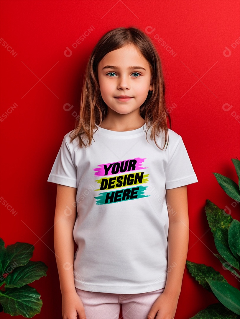 Mockup de Camiseta Infantil Branca PSD Editável