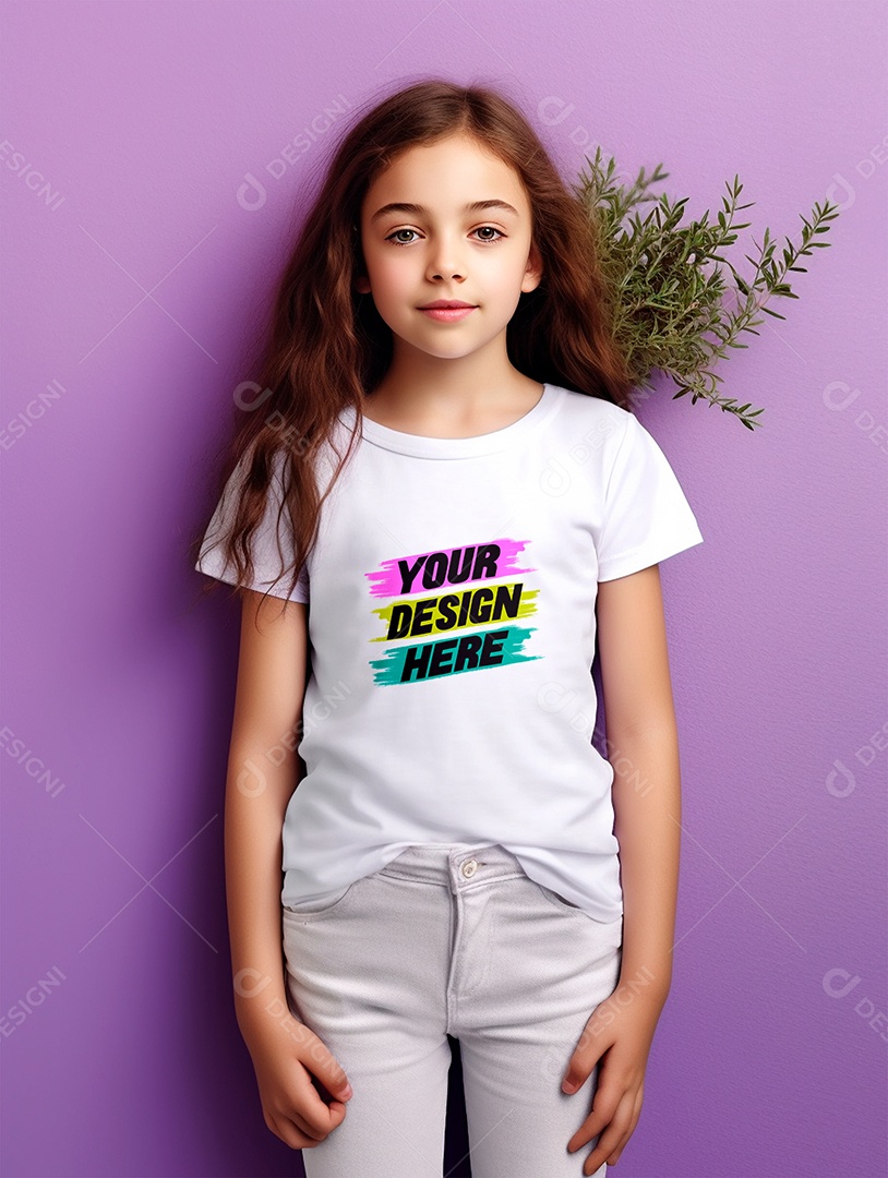 Mockup de Camiseta Infantil Branca PSD Editável