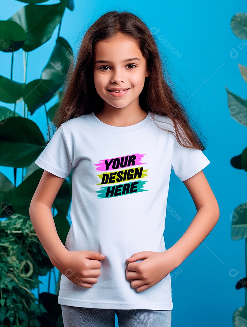 Mockup de Camiseta Infantil Branca PSD Editável
