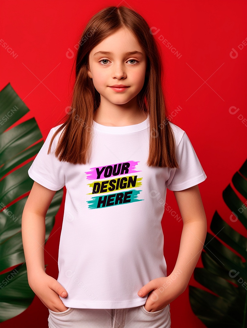 Mockup de Camiseta Infantil Branca PSD Editável