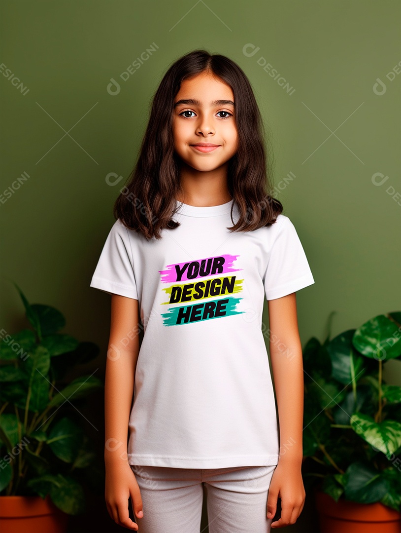 Mockup de Camiseta Infantil Branca PSD Editável