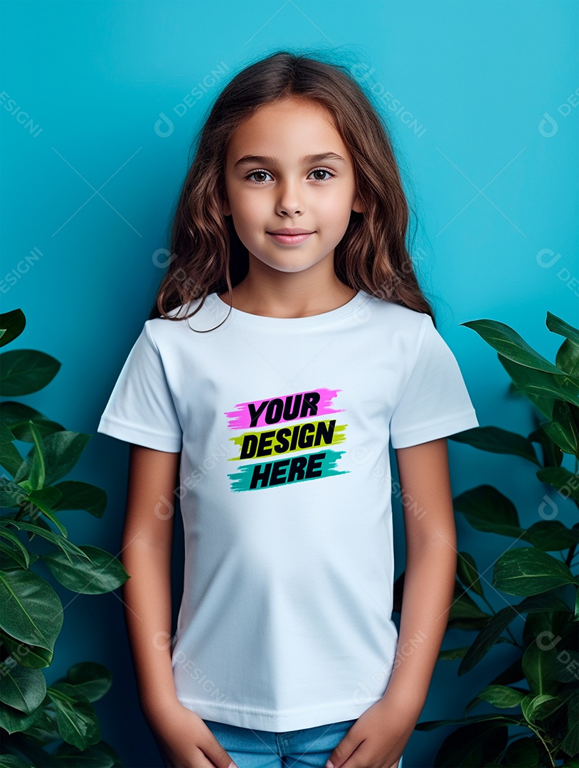 Mockup de Camiseta Infantil Branca PSD Editável