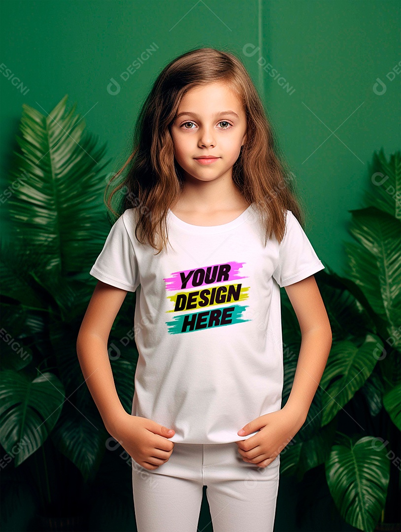 Mockup de Camiseta Infantil Branca PSD Editável