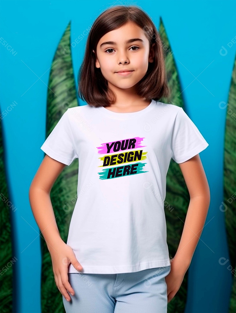 Mockup de Camiseta Infantil Branca PSD Editável