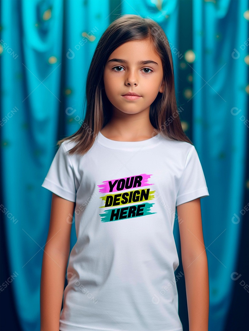 Mockup de Camiseta Infantil Branca PSD Editável