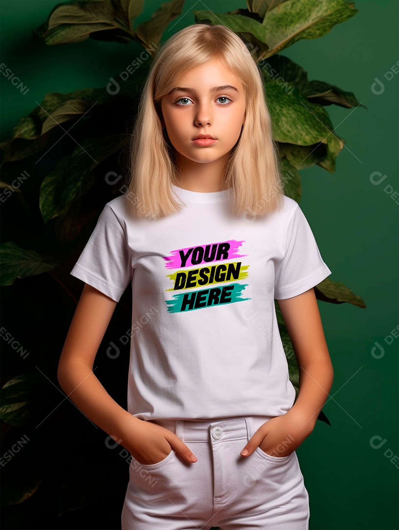 Mockup de Camiseta Infantil Branca PSD Editável