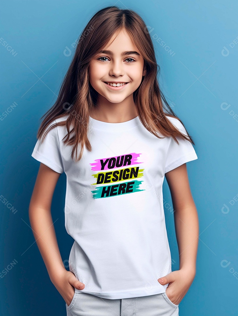 Mockup de Camiseta Infantil Branca PSD Editável