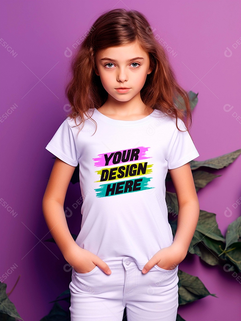 Mockup de Camiseta Infantil Branca PSD Editável