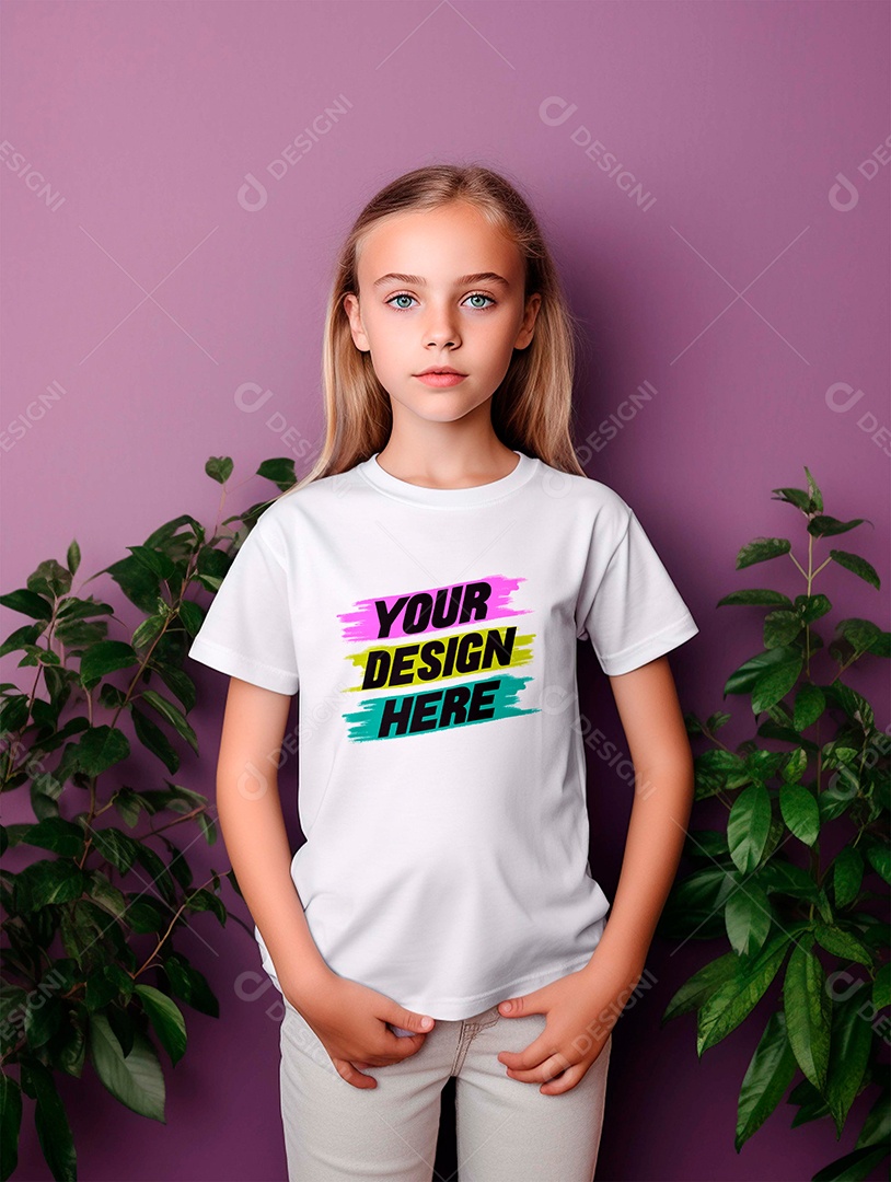 Mockup de Camiseta Infantil Branca PSD Editável