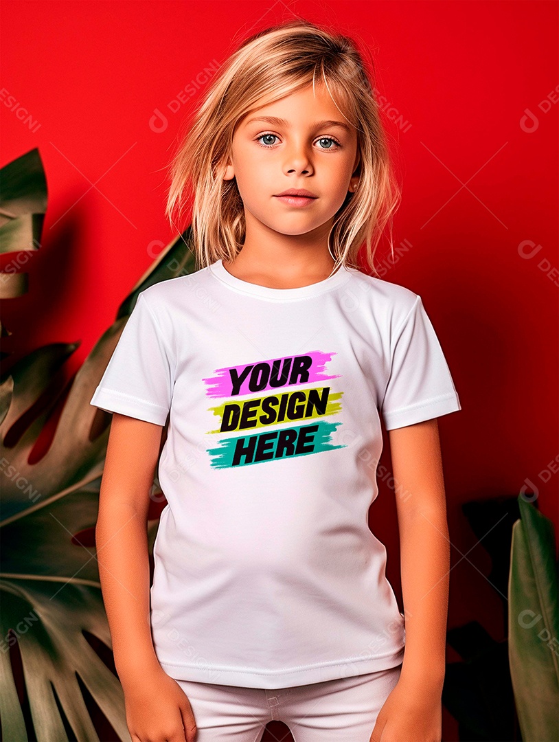 Mockup de Camiseta Infantil Branca PSD Editável