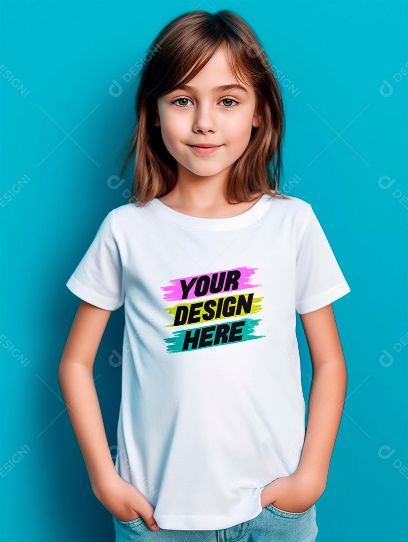 Mockup de Camiseta Infantil Branca PSD Editável