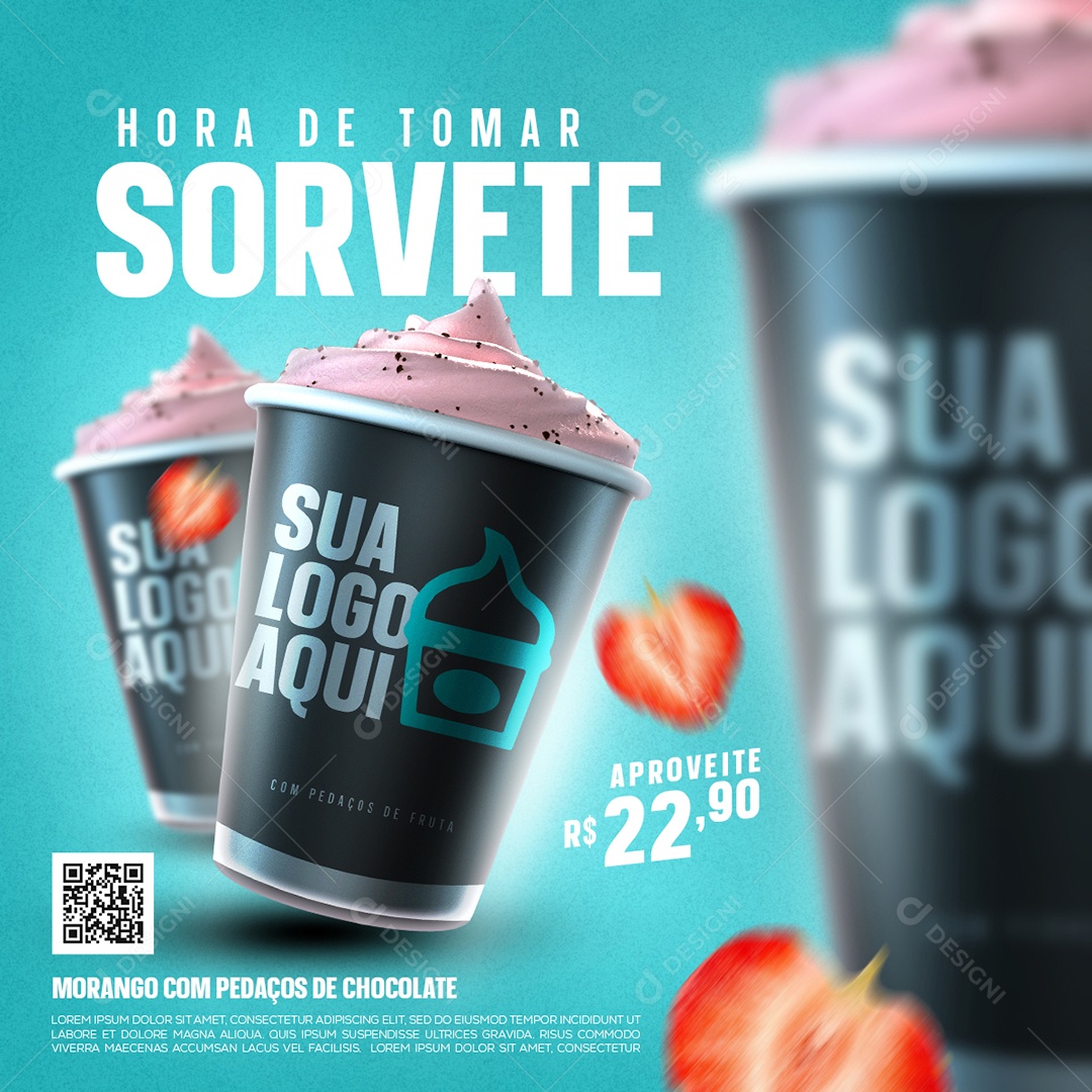 Hora De Tomar Sorvete Social Media PSD Editável