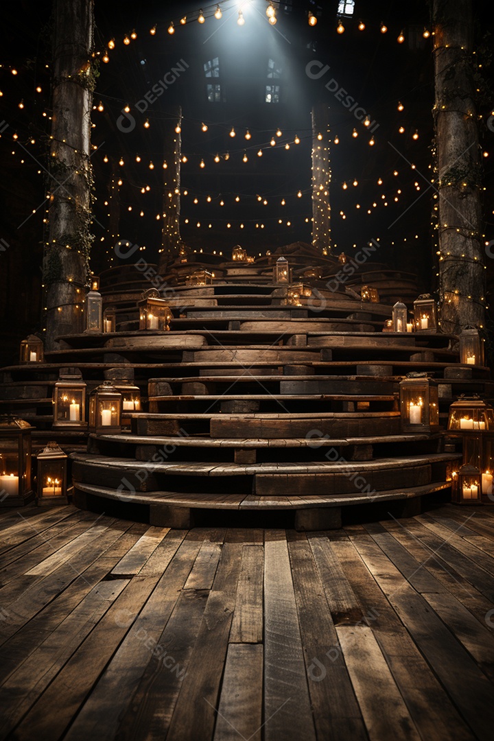 Cenário para Evento com Fundo de Madeira