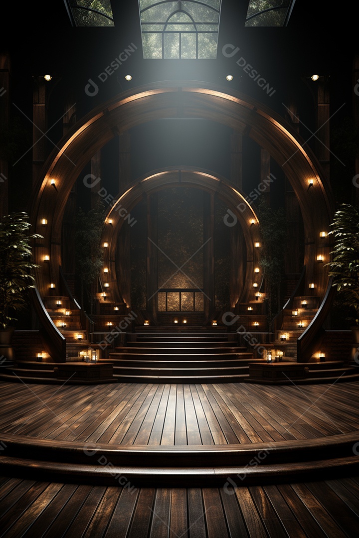 Cenário para Evento com Fundo de Madeira