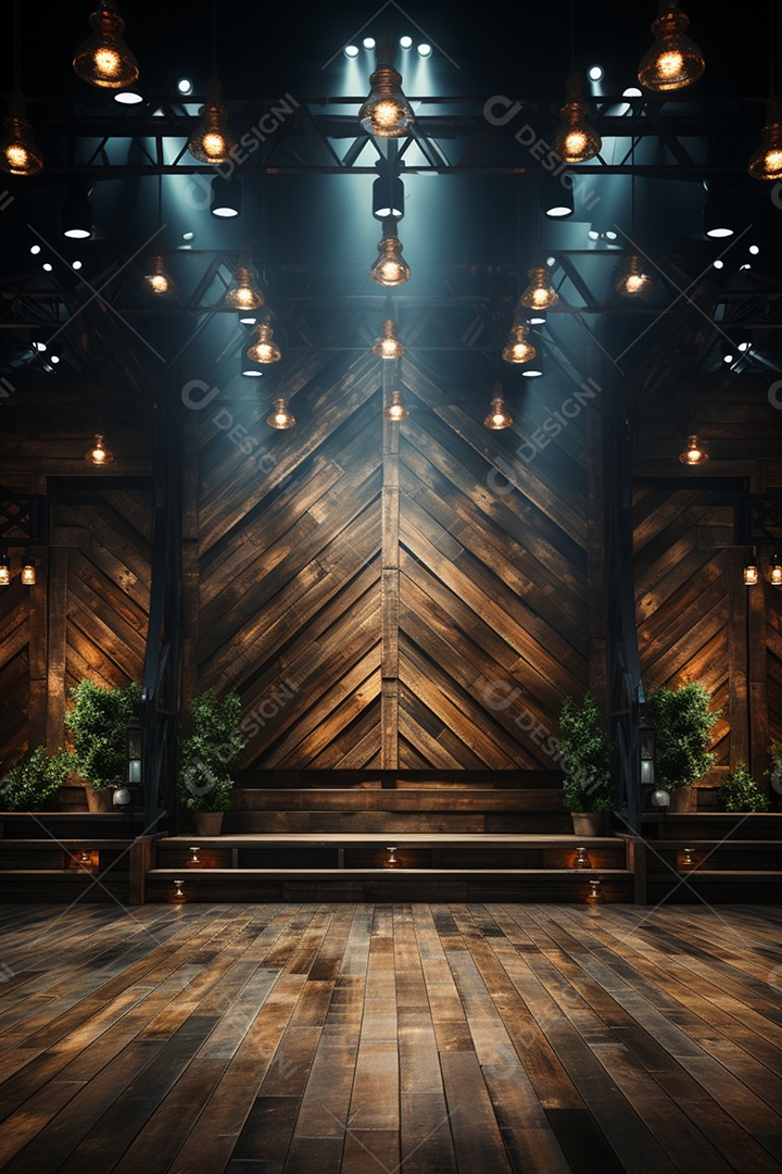 Cenário para Evento com Fundo de Madeira