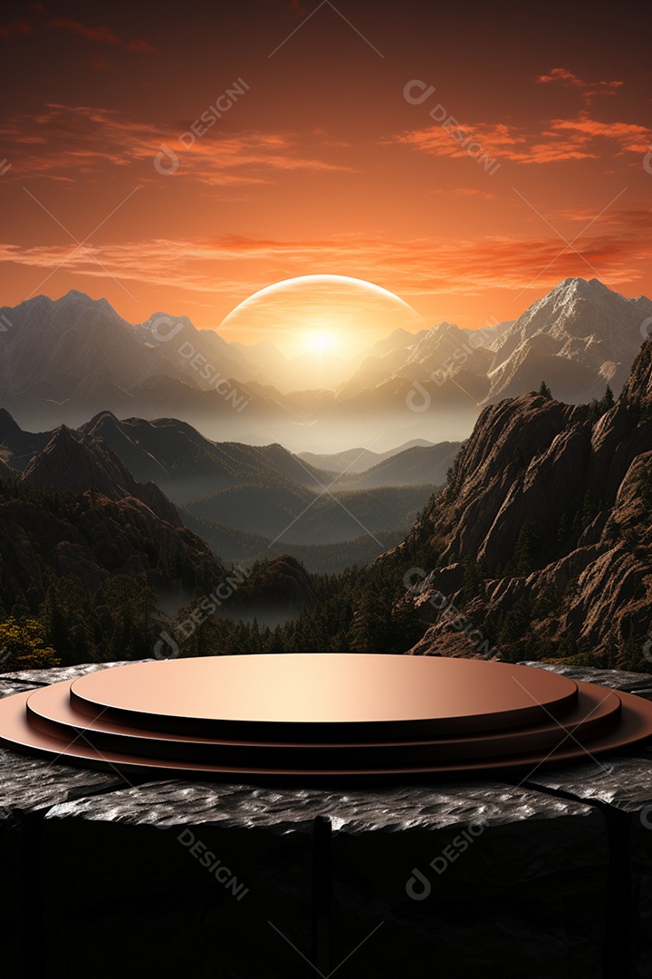 Cenário para Evento com Fundo de Montanhas