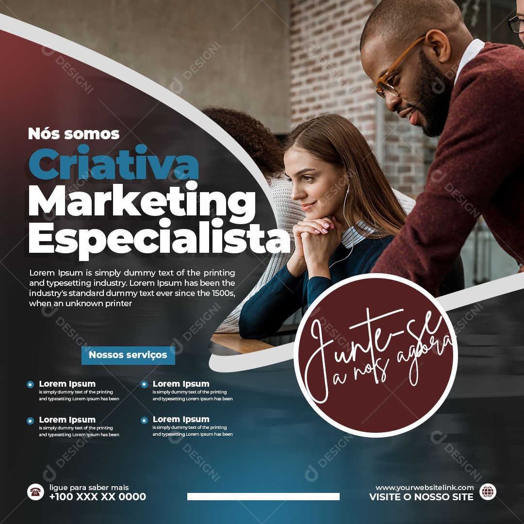 Social Media Junte-se a Nós Marketing Especialistas PSD Editável