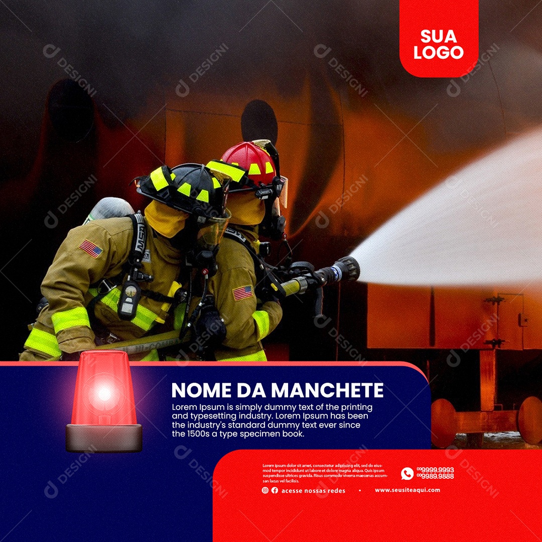 Jornal Nome Da Manchete Bombeiros Incêndios Social Media PSD Editável