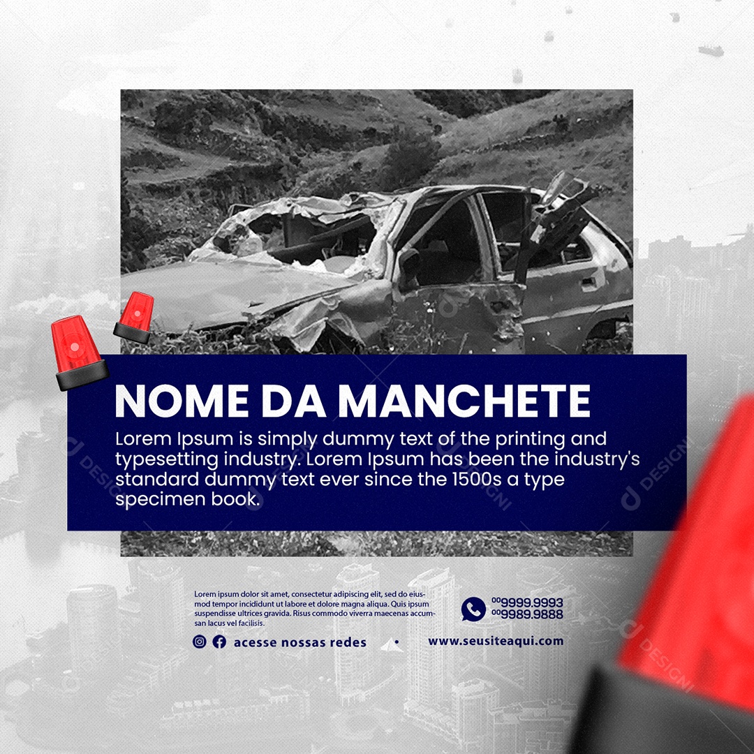 Jornal Nome Da Manchete Carro Quebrado Social Media PSD Editável