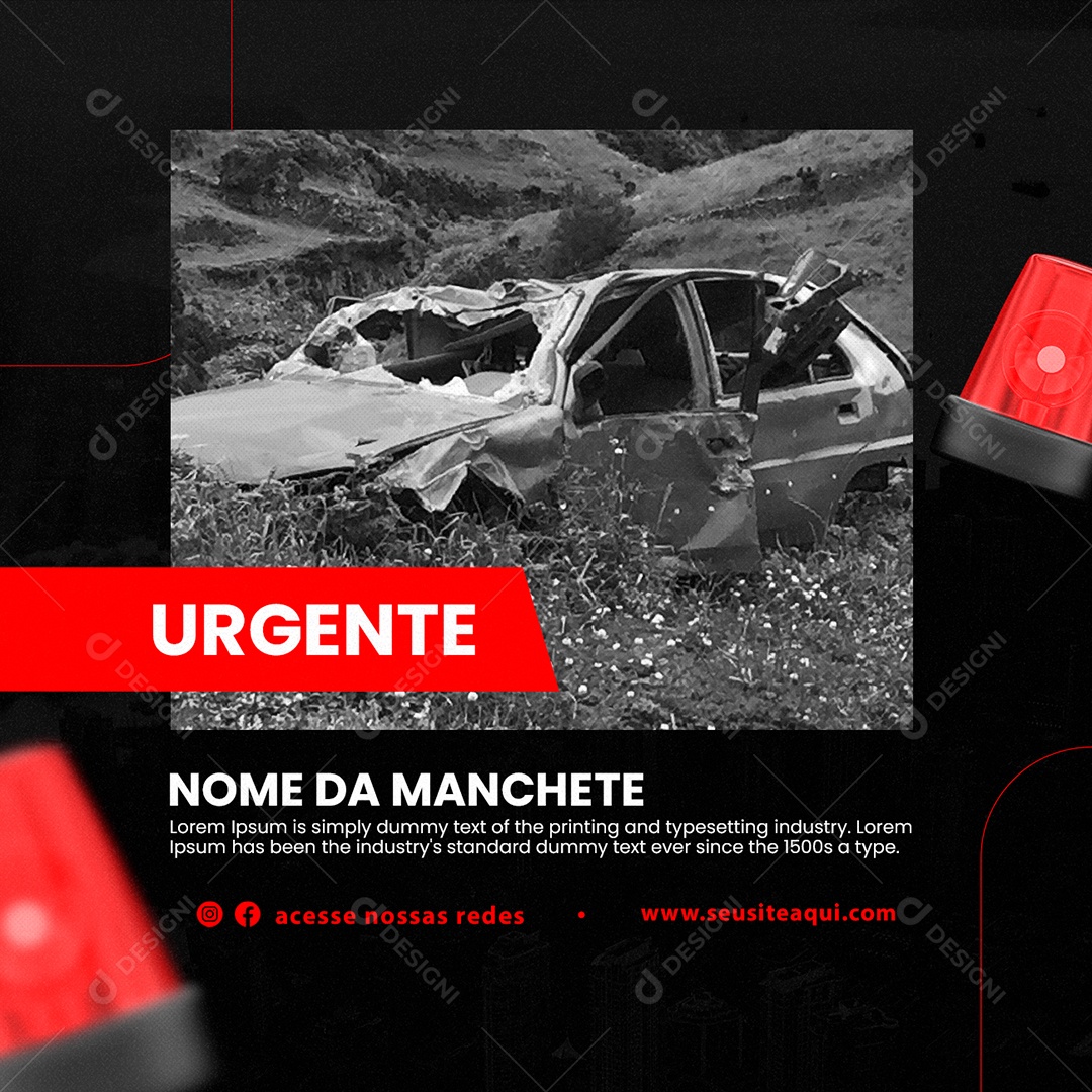 Jornal Urgente Nome Da Manchete Social Media PSD Editável