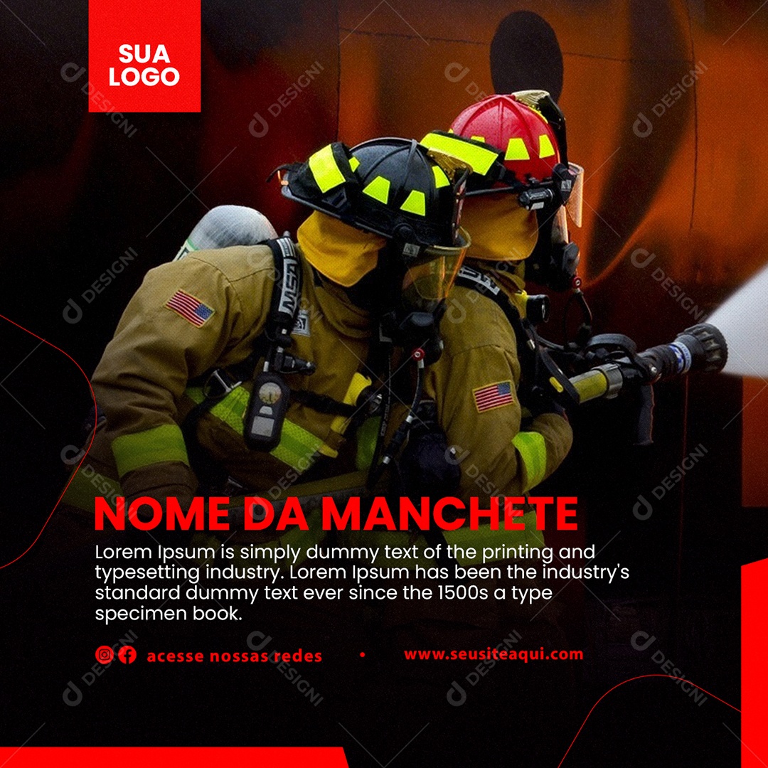 Jornal Nome Da Manchete Bombeiros Incêndio Social Media PSD Editável