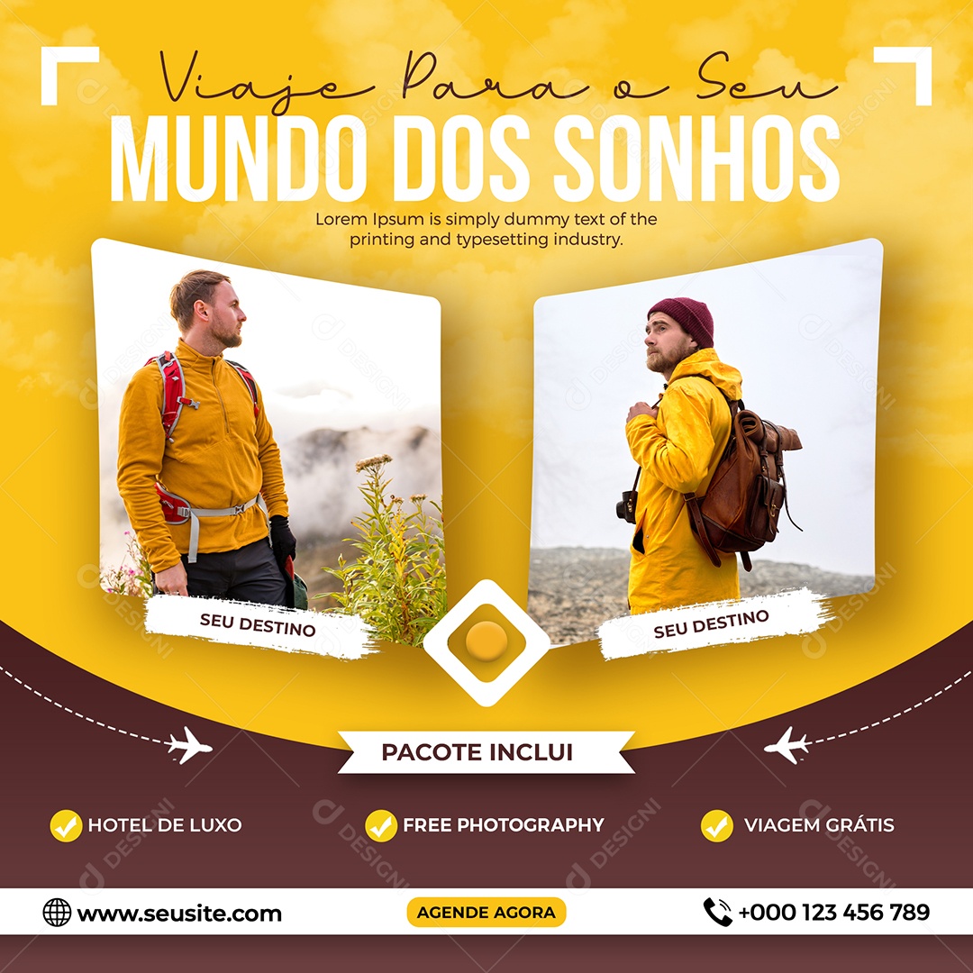 Viajar Para o Seu Mundo Dos Sonhos Social Media PSD Editável