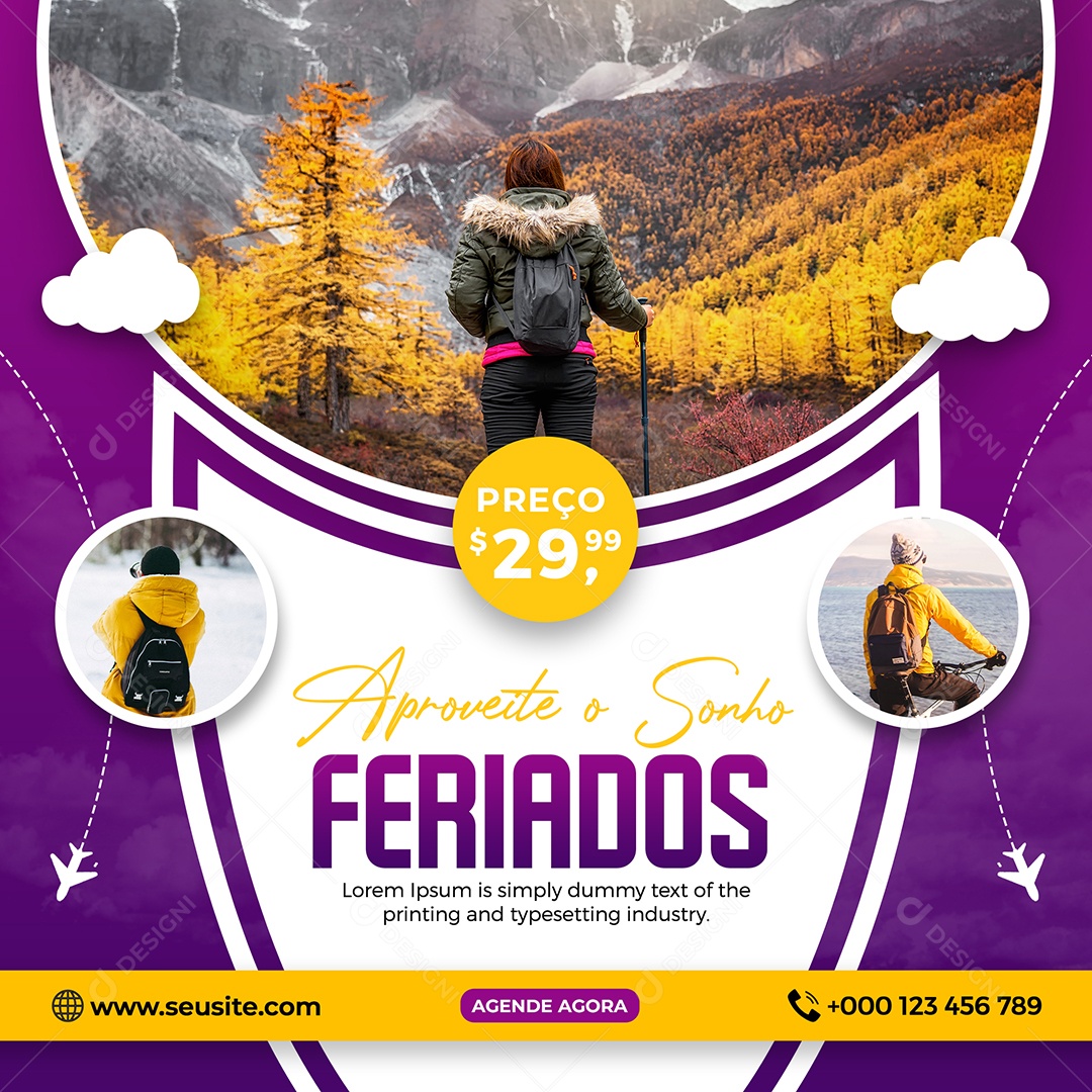 Aproveite seu Feriados Social Media PSD Editável