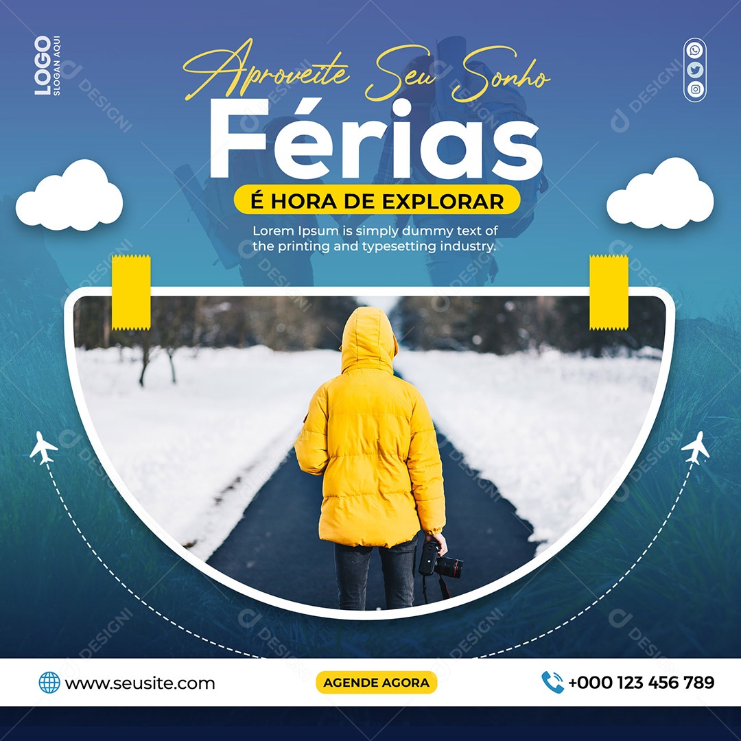 Aproveite seu Sonho Férias  Social Media PSD Editável