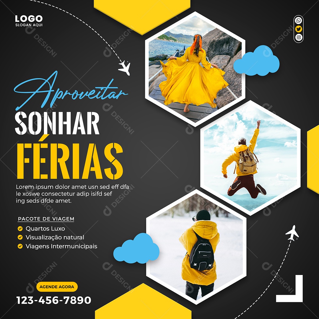 Aproveite Sonhar Férias  Social Media PSD Editável