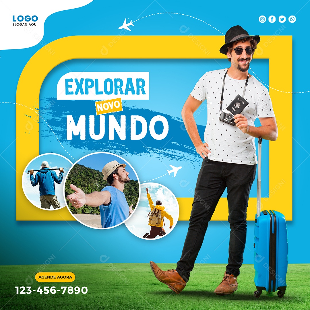 Explore New World Social Media Editable PSD