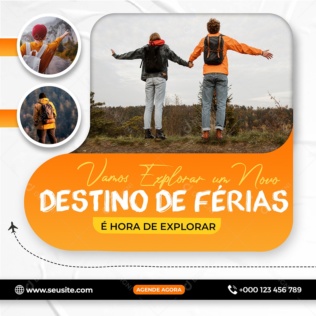 Vamos Explorar um Novo Destino de Férias Social Media PSD Editável