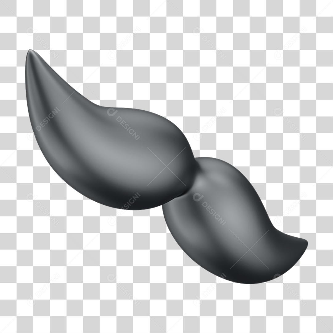 Objeto 3D Bigode para Composição PNG Transparente