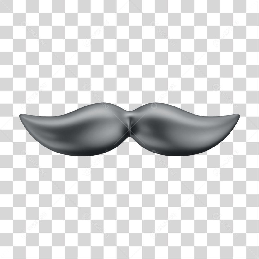 Objeto 3D Bigode para Composição PNG Transparente