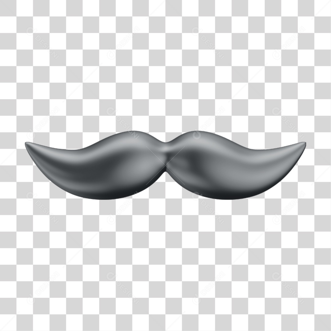 Objeto 3D Bigode para Composição PNG Transparente